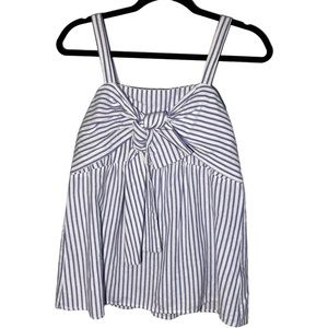 Entro Womens Medium Striped Sleeveless Tank‎ 100% Cotton Blue and White Bow Tie